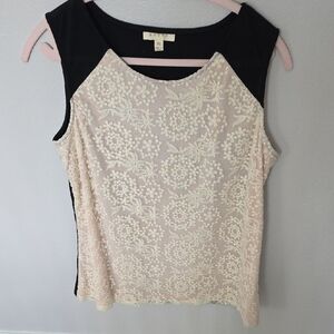 Adiva Black and Cream Lace Blouse